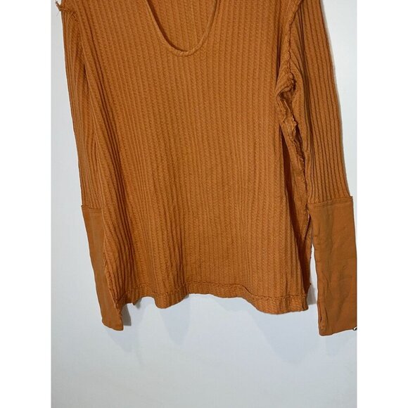 Free People Raymond Thermal Waffle Knit Oversized Pullover Size XS Womens in Ora - Picture 5 of 11